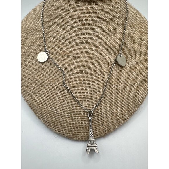 Big Sis Gift Eiffel Tower Pendant Necklace Paris France Heart Silver Chain - Picture 4 of 8